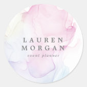 Transparentes Seidenelegantes Monogramm Runder Aufkleber (Vorderseite)