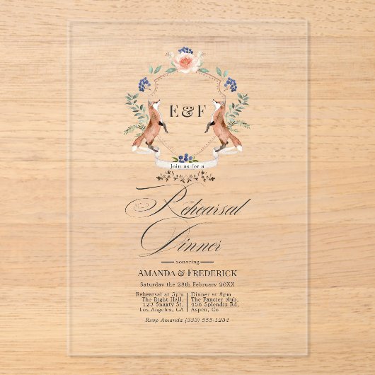 Transparentes Whimsical Woodland Probe Dinner Acryleinladungen (Vorderseite)