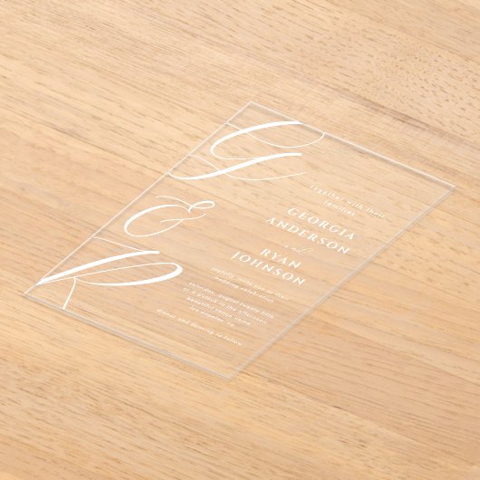 Transparenz der überarbeiteten Skriptmonogramm Acryleinladungen (Ablage )