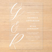 Transparenz der überarbeiteten Skriptmonogramm Acryleinladungen (Vorderseite)