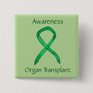 Transplantat Grüne Awareness-Schleife Benutzerdefi Button