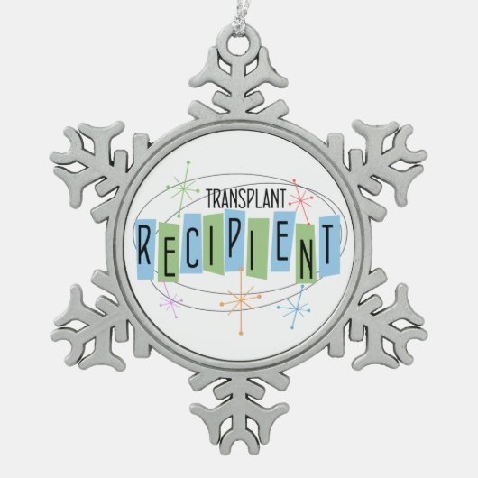 Transplantatempfänger Schneeflocken Zinn-Ornament (Vorderseite)