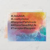 Transplantation, gerecycelt Teile, Liebe meines Sp Postkarte (Vorne/Hinten)