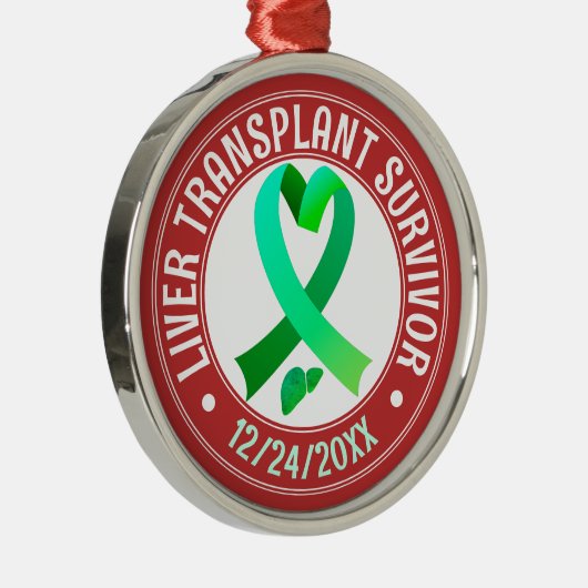 Transplantatübersiedlung Grüner Ribbon Keepake Ornament Aus Metall (Rechts)