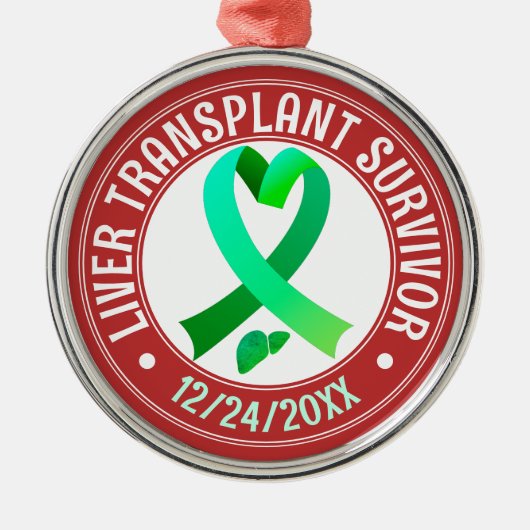 Transplantatübersiedlung Grüner Ribbon Keepake Ornament Aus Metall (Vorne)