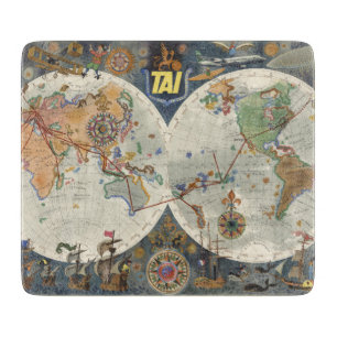 Transport Aeriens Internationaux Weltkarte Schneidebrett