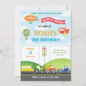 Transport Airplane Bus Ballon Geburtstag Einladung (Vorderseite)