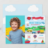 Transport Birthday Foto Einladung Junge (Vorne/Hinten)