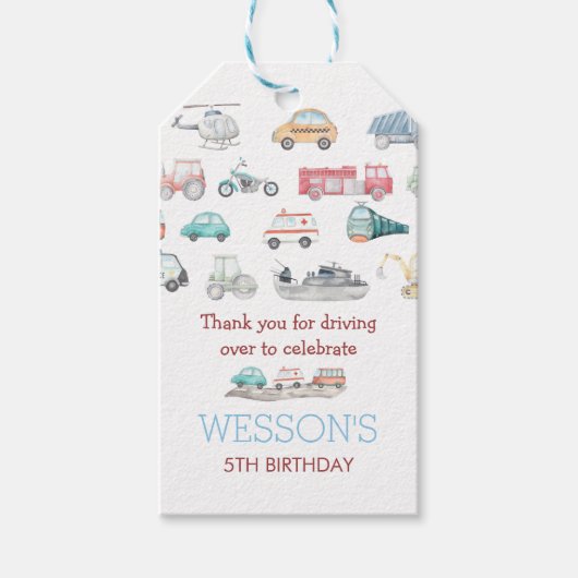 Transport Birthday Party Gefallen Tag, Geschenkanhänger (Vorderseite)