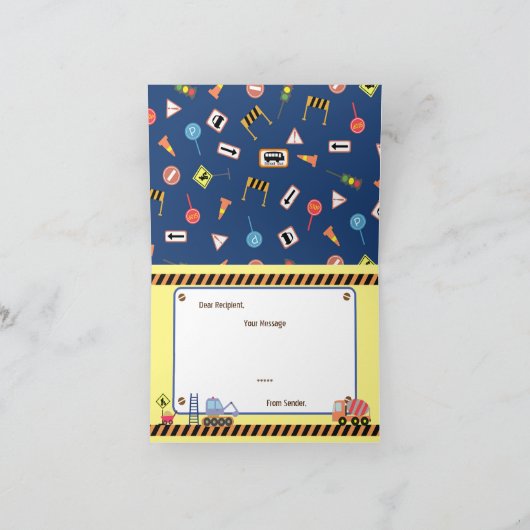 Transport Blue. Geburtskarte Dankeskarte (Innenseite)