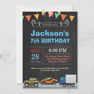 Transport Car Truck Geburtstag Einladung