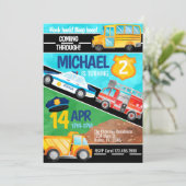 Transport Car Truck Geburtstagsparty Einladung (Stehend Vorderseite)