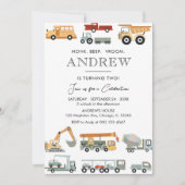 Transport City Truck Geburtstagspartei Einladung (Vorderseite)