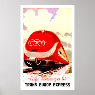 Transport Europ ausdrücklich, Schnellzug, Vintage Poster