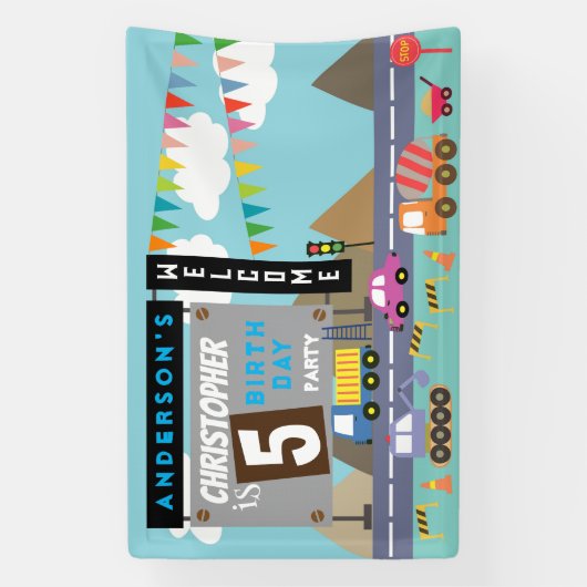 Transport Geburtstag Banner (Vertikal)