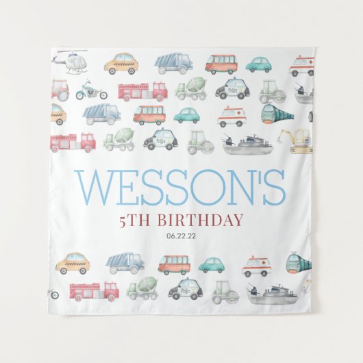 Transport Geburtstag Begrüßungszeichen Wandteppich (Vorderseite)