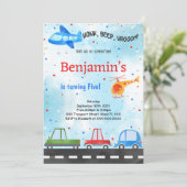 Transport Geburtstag Einladung (Stehend Vorderseite)