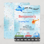 Transport Geburtstag Einladung (Vorne/Hinten)