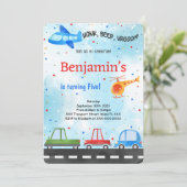 Transport Geburtstag Einladung (Stehend Vorderseite)