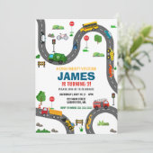 Transport Geburtstag Einladung (Stehend Vorderseite)