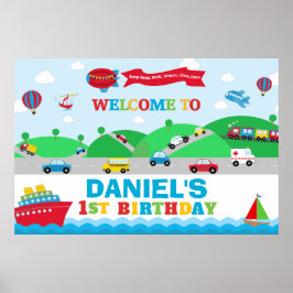 Transport Geburtstag Hintergrund Banner Boy Poster