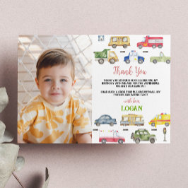 Transport Geburtstagsparty Foto Danke Karte