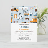 Transport Handgezogene Autos Geburtstag Einladung (Stehend Vorderseite)