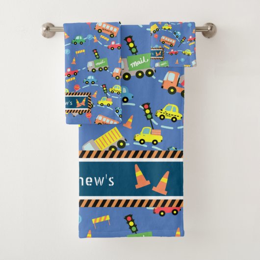 Transport Kids Blue. Waschlappen Badhandtuch Set (Insitu)