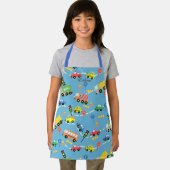 Transport Kinder blau. All-Over-Druck Schürze (Insitu)