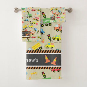 Transport Kinder braun. Waschlappen Badhandtuch Set