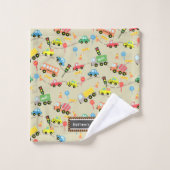 Transport Kinder braun. Waschlappen Badhandtuch Set (Waschlappen)