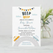 Transport Retro Cars Kinderdusche Einladung (Stehend Vorderseite)