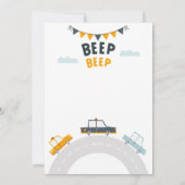 Transport Retro Cars Kinderdusche Einladung (Rückseite)