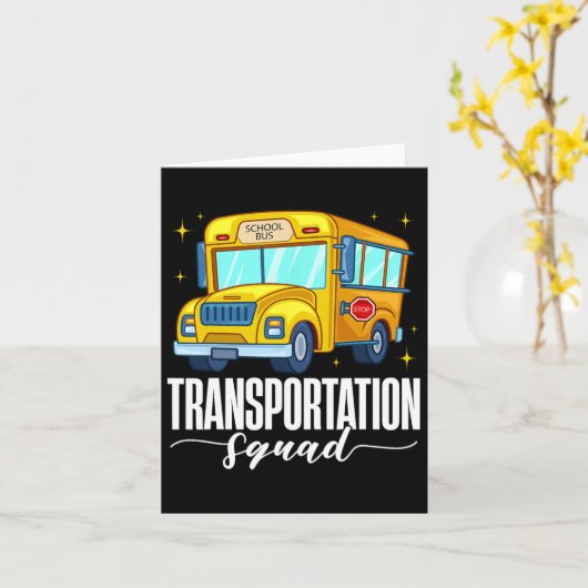 Transport Square First Day School Bus Willkommen Karte (Gelbe Blume)