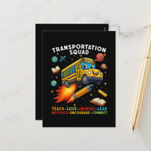 Transport-Team Lustiger Schulbusfahrer Feiertagspostkarte