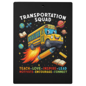 Transport-Team Lustiger Schulbusfahrer Klemmbrett (Rückseite)