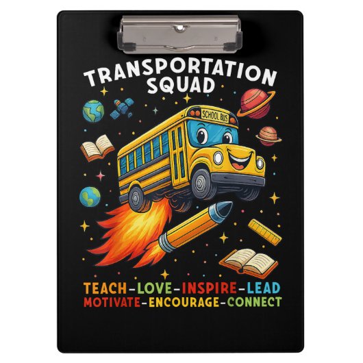 Transport-Team Lustiger Schulbusfahrer Klemmbrett (Vorderseite)
