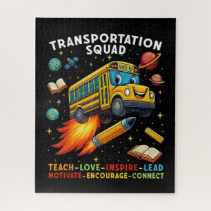 Transport-Team Lustiger Schulbusfahrer Puzzle