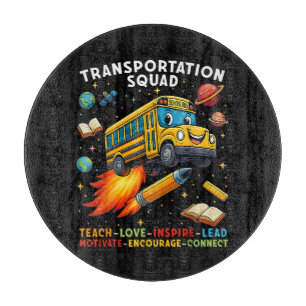 Transport-Team Lustiger Schulbusfahrer Schneidebrett