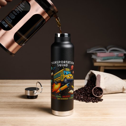 Transport-Team Lustiger Schulbusfahrer Trinkflasche (Kaffee (gedreht))