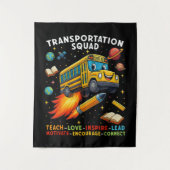 Transport-Team Lustiger Schulbusfahrer Wandteppich (Vorderseite)