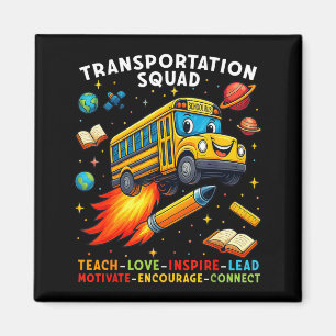 Transport-Team Lustiger Schulbusfahrer Zurück Magnet