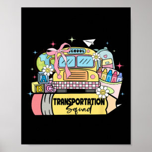 Transport-Team Zurück zur Schule Busfahrer Montag Poster