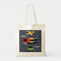 Transport-Thema-Flugzeug-Zug-Auto-Taschen-Tasche