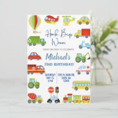 Transport, Transport Junge Geburtstag einladen. Einladung (Stehend Vorderseite)