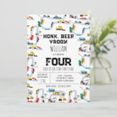 Transport Trucks Honk Beep Vroom Birthday Einladung (Stehend Vorderseite)