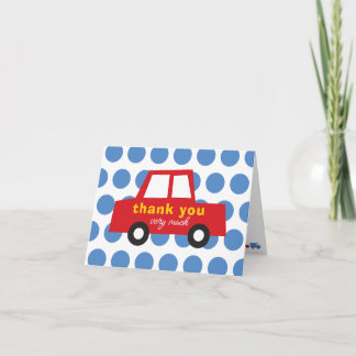Transport von Spielzeug und Niedlichen Red Car Blu Dankeskarte