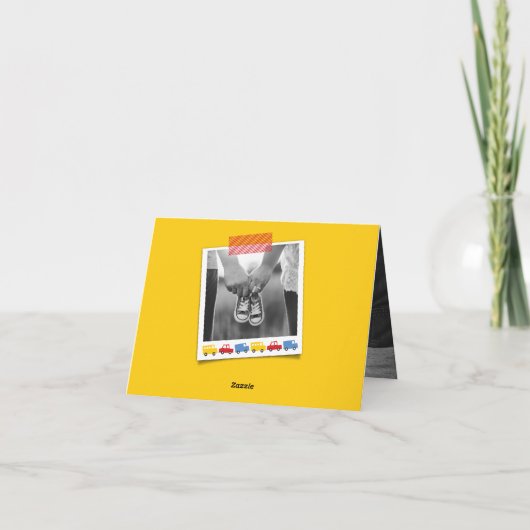 Transport von Spielzeug und Niedlichen Red Car Blu Dankeskarte (Rückseite)