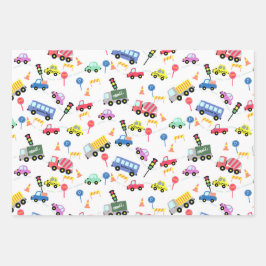 Transport White Geschenkpapier Set