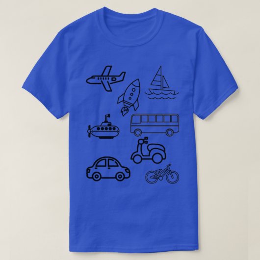 Transport Zeichnend für Kinder Flugzeug Auto Fahrr T-Shirt (Design vorne)
